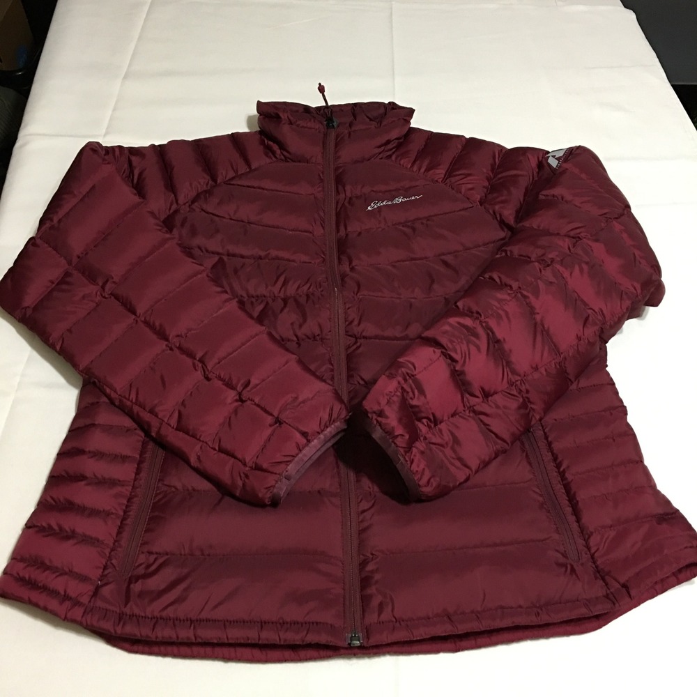Eddie Bauer Puffer Jacket Women XL Burgundy First Ascent StormDown 800 Puffy